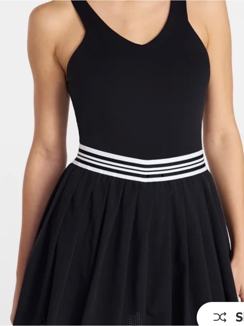 Avia Black Tennis  Dress with White Striped Waistband, shorts underneath
